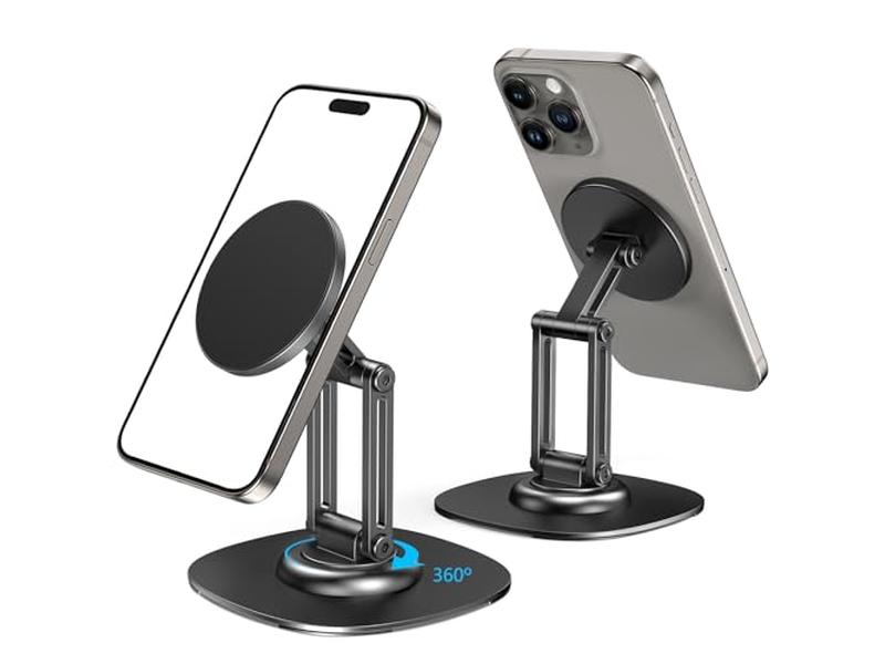 Soporte plegable para teléfono móvil con base metálica giratoria 360