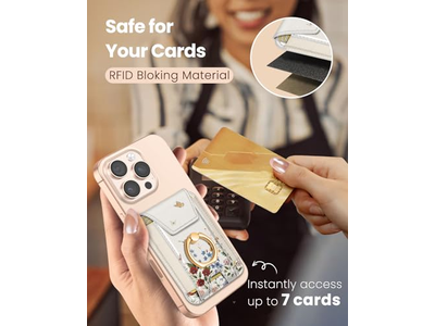 Tarjetero magnético con soporte de anillo para teléfono - Se adapta a 7 tarjetas
