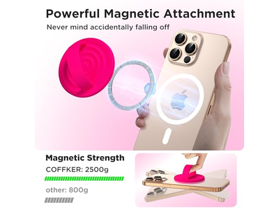 Soporte magnético para agarre de anillo de teléfono, lazo de silicona para dedo, rosa neón