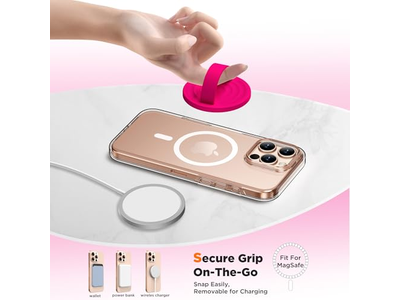 Soporte magnético para agarre de anillo de teléfono, lazo de silicona para dedo, rosa neón