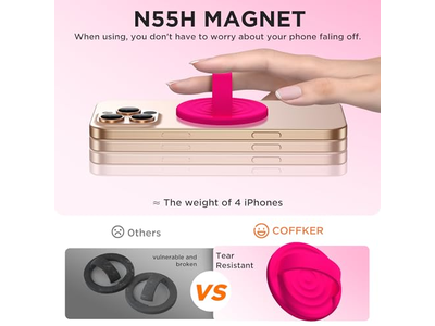 Soporte magnético para agarre de anillo de teléfono, lazo de silicona para dedo, rosa neón