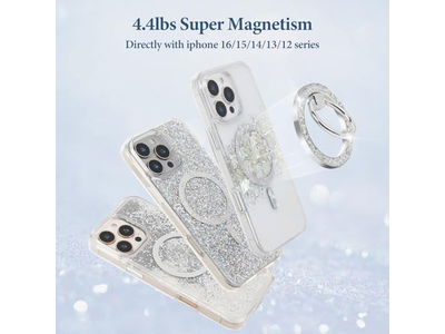 Soporte magnético para anillo de teléfono con accesorio MagSafe plateado