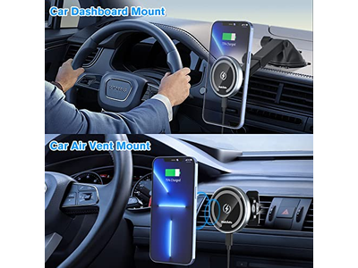 Soporte para teléfono con alineación automática y cargador para montaje en automóvil MagSafe