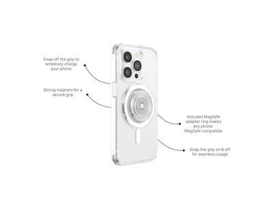 Agarre para teléfono MagSafe con soporte y sujeción segura - Transparente