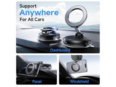 Soporte para teléfono para automóvil con succión fuerte y soporte magnético ajustable de 360 grados