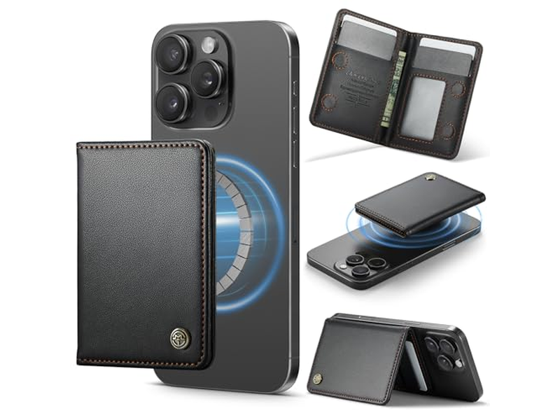 Tarjetero magnético con bloqueo RFID, cartera minimalista de cuero PU para teléfono