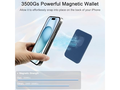 Tarjetero magnético para billetera de teléfono celular, compatible con MagSafe Leathe