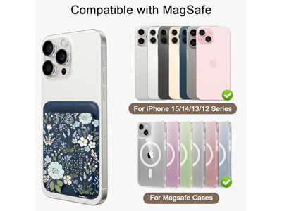 Tarjetero magnético para billetera de teléfono celular, compatible con MagSafe Leathe