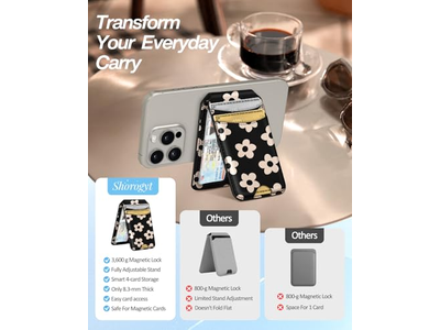 Cartera con tarjetero plegable magnético para teléfonos Bloqueo RFID 4 tarjetas F