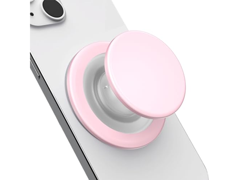Soporte magnético para teléfono con soporte plegable, color rosa transparente