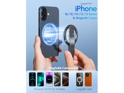 Soporte magnético para anillo de teléfono para smartphones compatibles, color negro