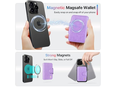 Portatarjetas magnético para billetera de teléfono con bloqueo RFID 5 ranuras para 7 Ca