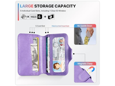 Portatarjetas magnético para billetera de teléfono con bloqueo RFID 5 ranuras para 7 Ca