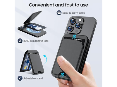 Cartera Magnética para iPhone Tarjetero de Cuero Ajustable Bloque RFID