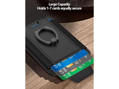 Cartera Magnética para Teléfono Porta 6 Tarjetas Bloqueo RFID Negro