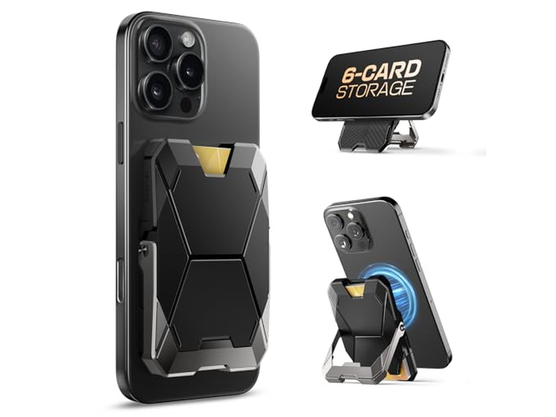 Soporte magnético tipo billetera para iPhone con bloqueo RFID y tarjetero