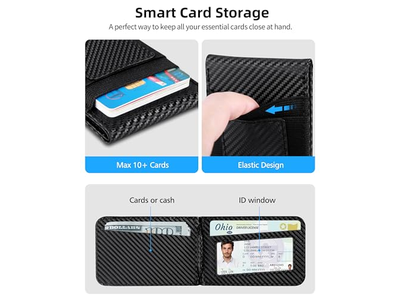 Soporte magnético para billetera con ventana de identificación y 4 ranuras para tarjetas Bloqueo RFID