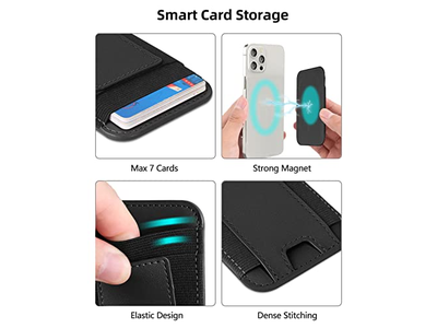 Cartera Magnética con 2 Ranuras para Tarjetas para iPhone Piel Vegana Negra