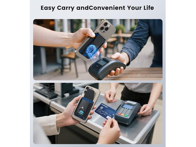 Cartera magnética con anillo ajustable de 360 grados y solapa de bloqueo RFID