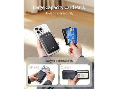Cartera magnética con bloqueo RFID, tarjetero para 5 tarjetas y soporte ajustable