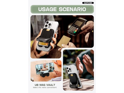 Cartera magnética con soporte para 6 tarjetas Soporte para teléfono con bloqueo RFID