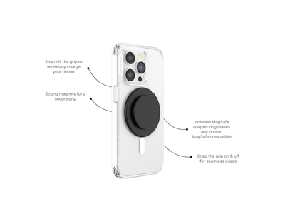 Agarre para teléfono para MagSafe con soporte y soporte magnético - Negro