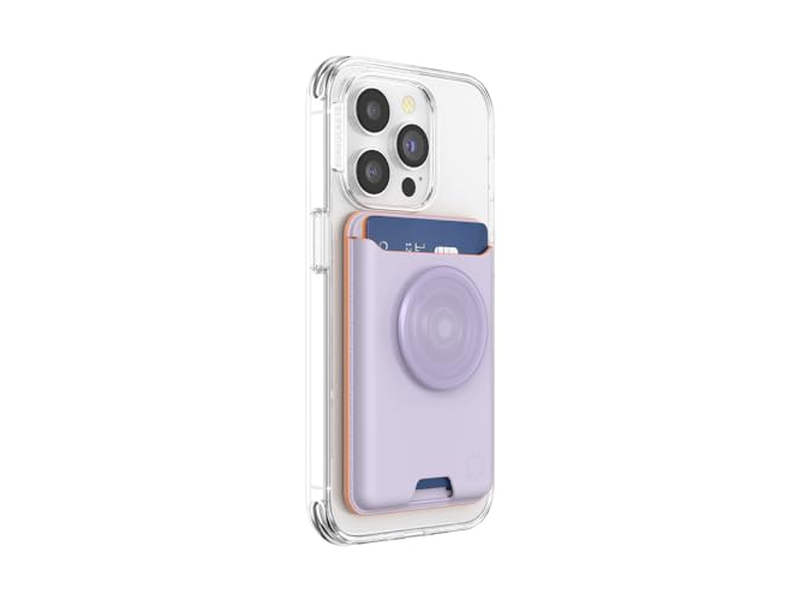 Cartera para teléfono con agarre expandible y anillo adaptador para MagSafe Lavende