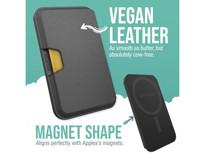 Tarjetero magnético desmontable delgado de cuero vegano para teléfonos MagSafe