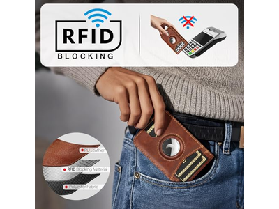 Soporte para billetera con soporte para Airtag Portatarjetas con bloqueo RFID 5 tarjetas Slo